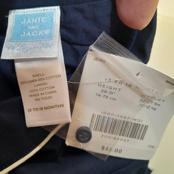 JANIE & JACK Boy's Navy Blue Sailor Suit Romper One Piece Size 12-18 months - Picture 2 of 4